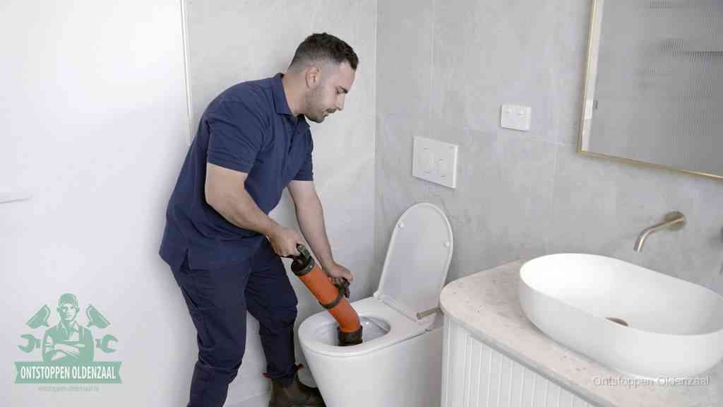 Een wc wordt met een handmatige ontstopper losgepompt, een verstopt toilet zelf ontstoppen met huismiddelen in Oldenzaal
